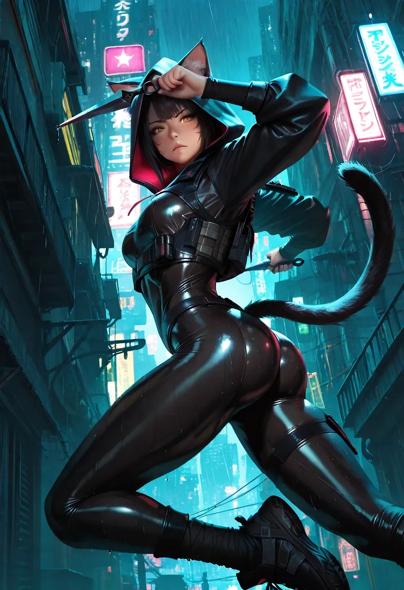 AI art "Ninja Catgirl" with user description "my OC catgirl"