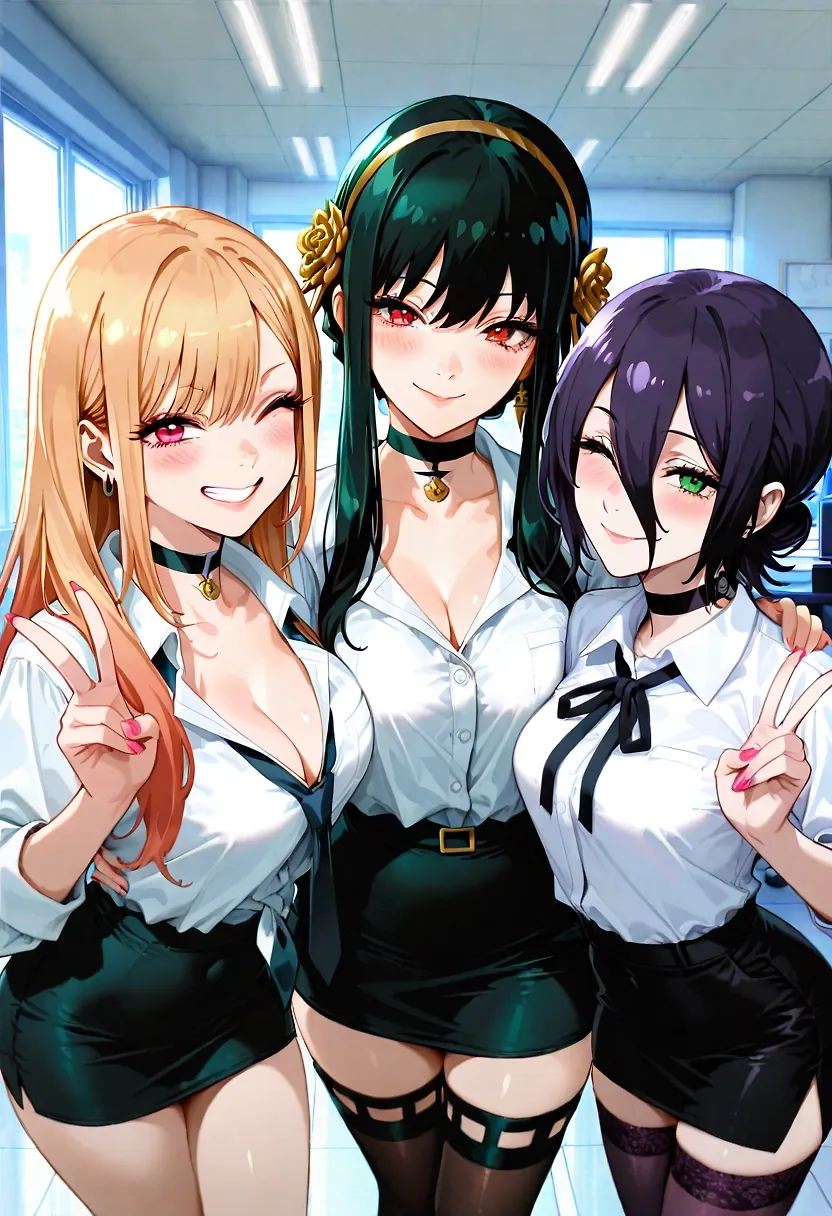 AI art "Office Trio" with user description "༼ つ ◕_◕ ༽つ"