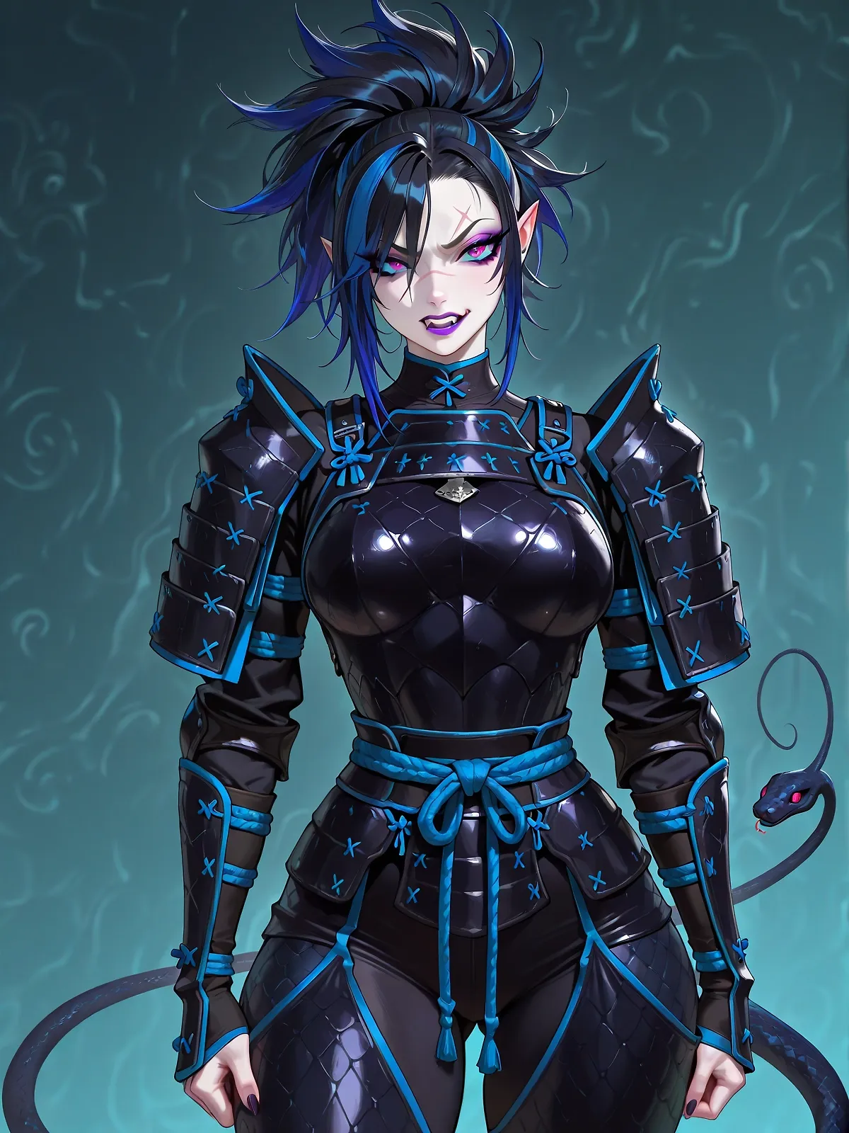 AI art "The Pale Warrior" with user description "Here's another SFW post. Just trying some different styles for a hot, cool warrior"