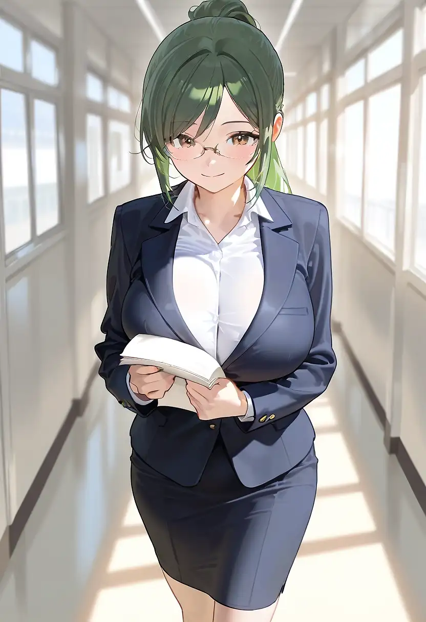 AI art 'After school curriculum with Mika Sensei' with user description 'Mika Sensei is teaching her favorite student about human body after school.'