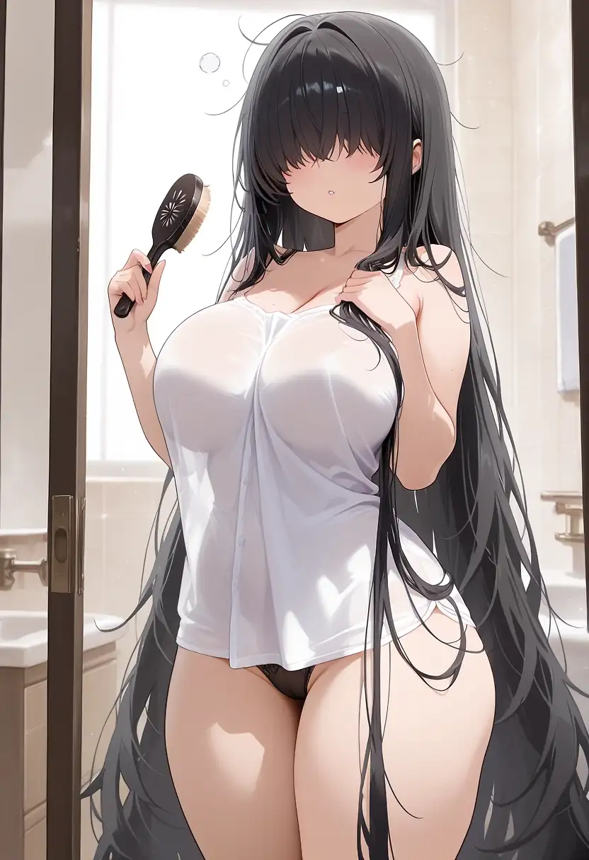 Elena morning routine, brushing her hair