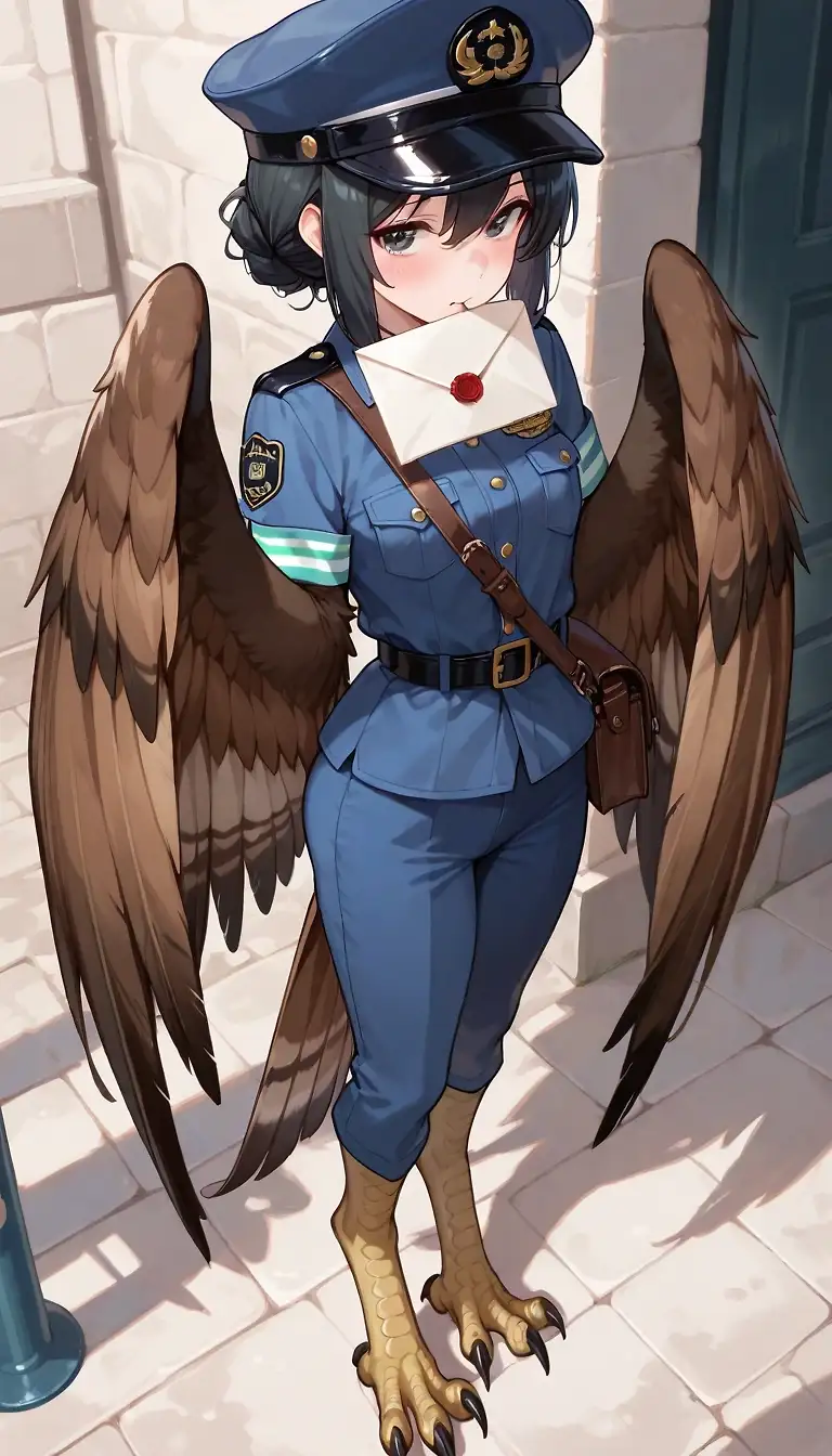 AI art 'The Harpy Express' with user description 'Everyone deserves a little break.'