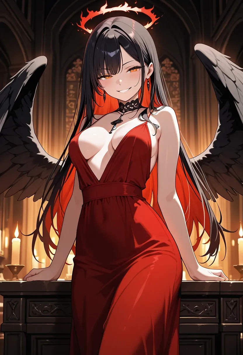 AI art "Change of Heart" with user description "Fallen angel, redemed demon."