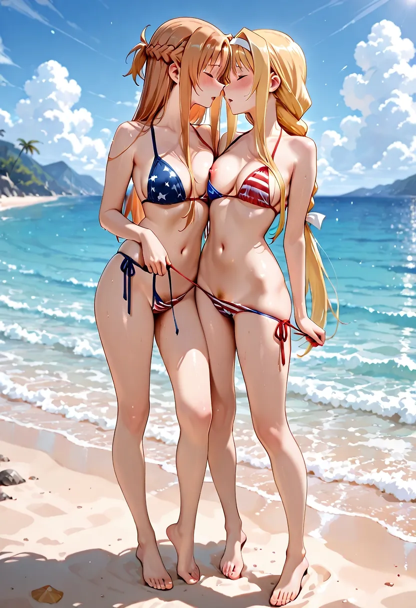 Asuna and Alice celebrating the 4th