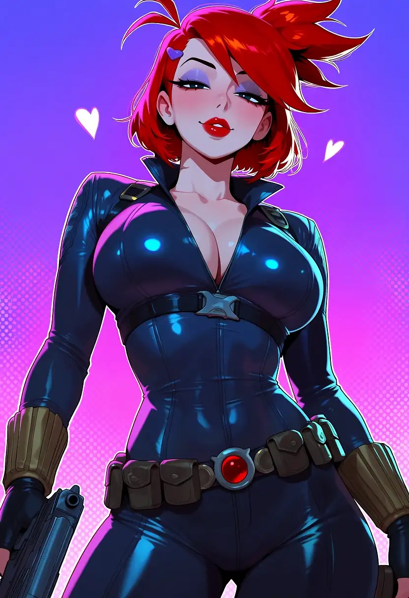 AI art 'Frankie Foster: Black Widow cosplay' with user description 'Marvel Rivals cosplay'