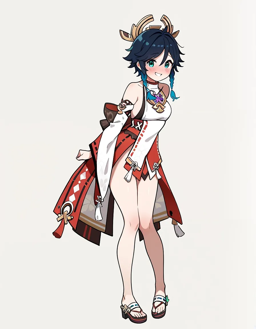 AI art "Venti wearing miko's clothes"