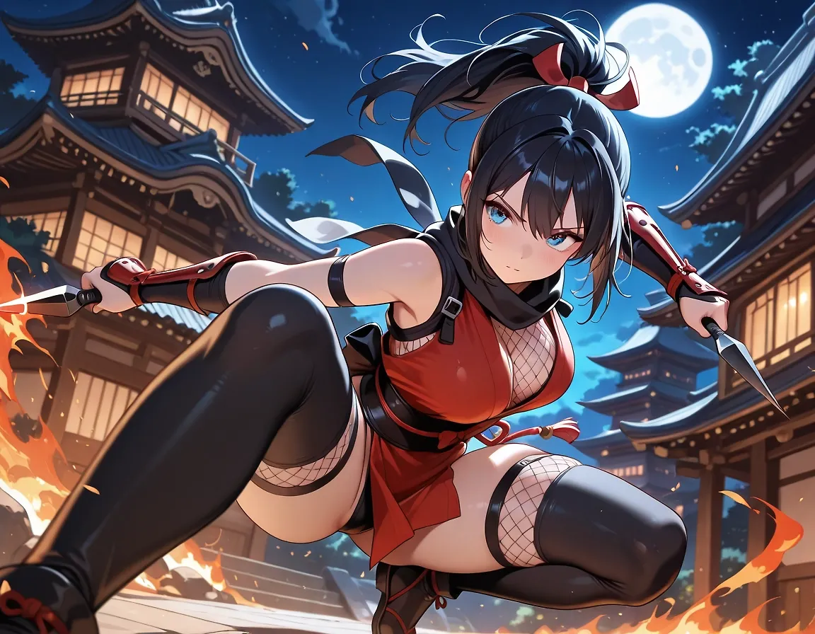 AI art "Ninja Girls" with user description "Hesitation is defeat."