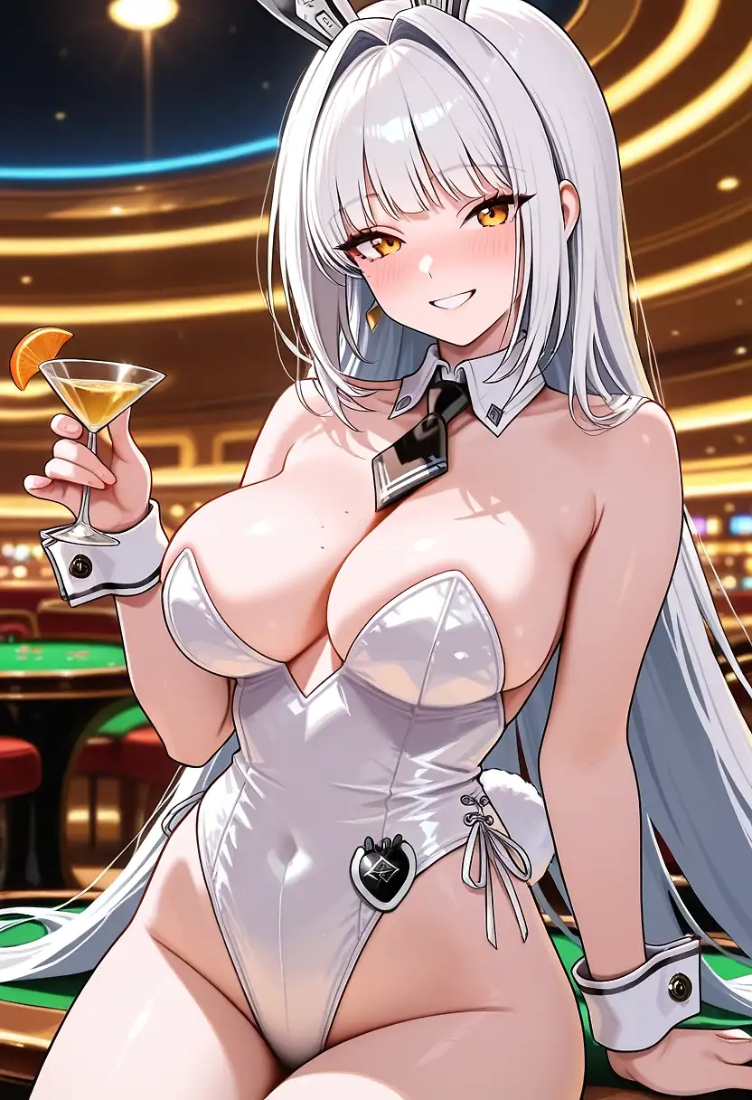 Blanc from Nikke gets a spiked Martini, grows a cock.