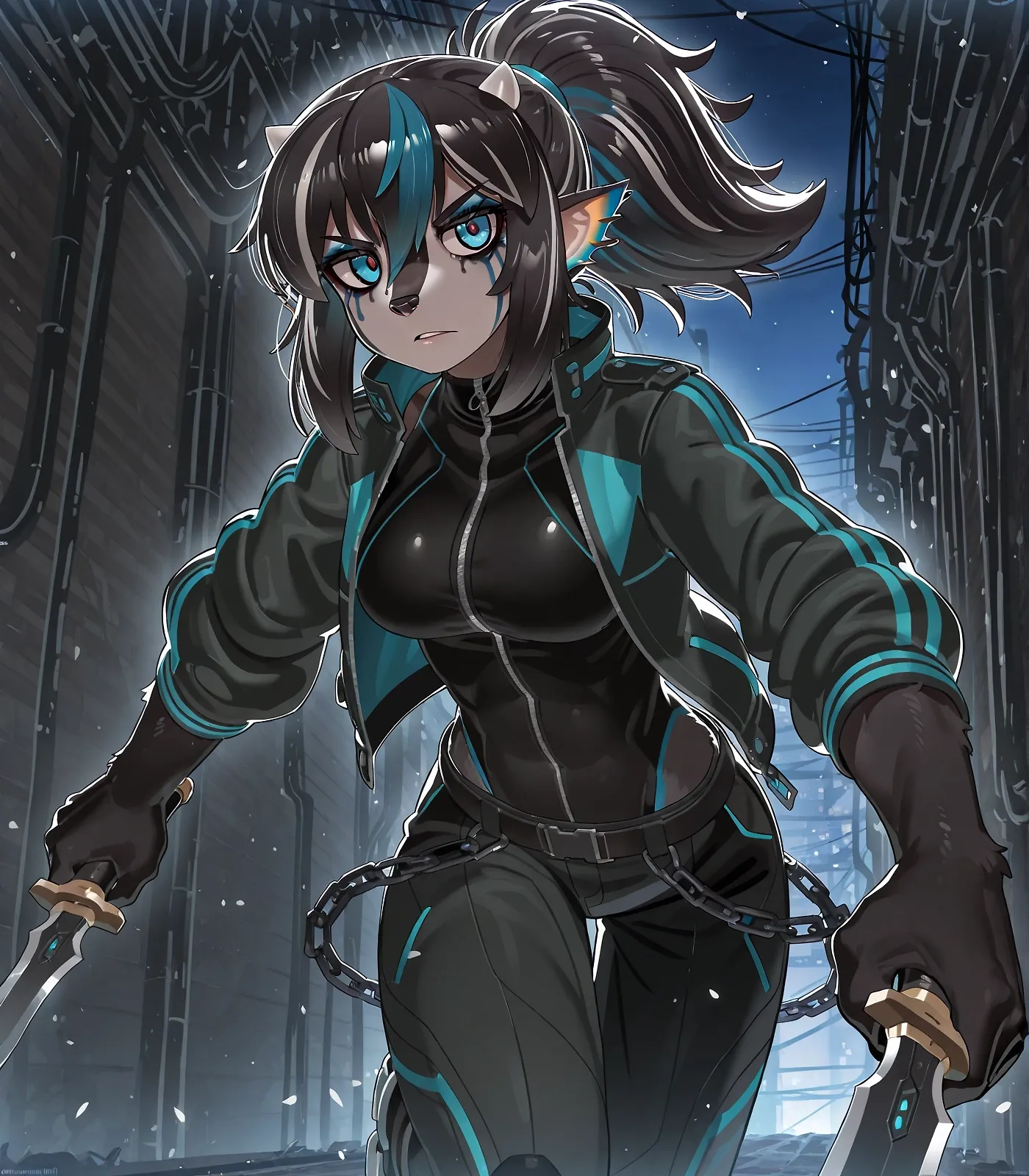 AI art "AoT: Baxin" with user description "Meet the baxin! These fiesty mammalian humanoids are not the most numerous on Tassith, but they make up for that with their rather large personalities. Baxin are among the most outspoken social crusaders, most heinous killers, most decorated soldiers and so on. Nobody knows what it is that seems to drive baxin right from birth, but they seem to possess an innate need to thrive, not just survive. To break the spirit of a baxin is said to be nearly impossible. Beyond their fierce spirit, baxin are know for being surprisingly strong, despite a smaller stature. They are also extremely resistant to disease and electrical currents. Their bodies are capable of taking immense beatings without breaking, which helps them on their paths to distinguishment. To gain the loyalty or trust of a baxin is to guarantee the success of all your endeavors, so long as they draw breath."