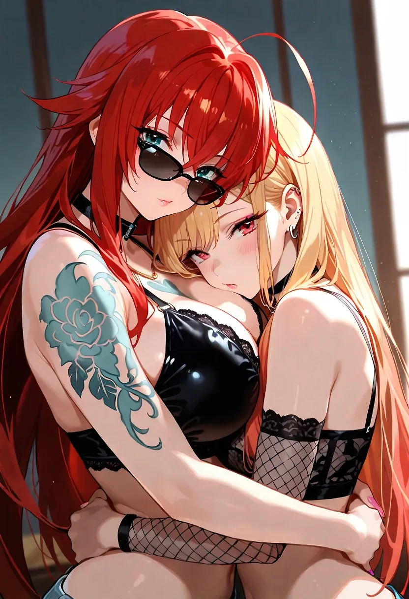 AI art "2 girls at one!" with user description "2 baddies at once, yes pleeaassee"