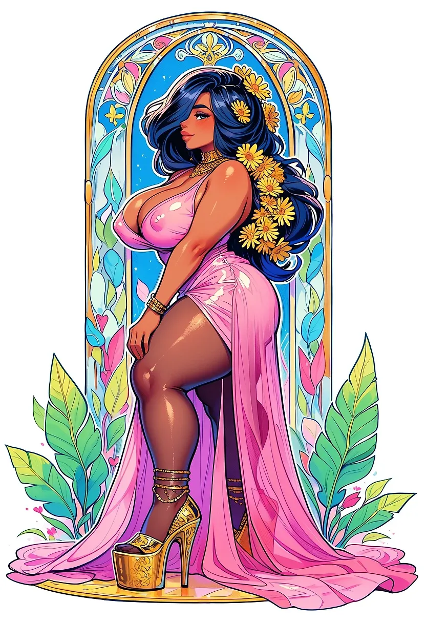 Voluptuous Flower Woman