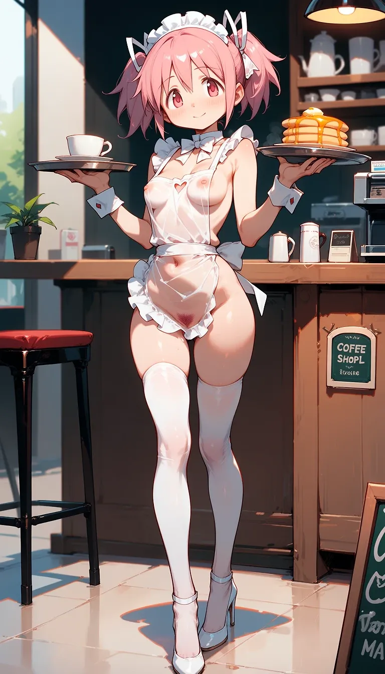 AI art "seethrough apron madoka"