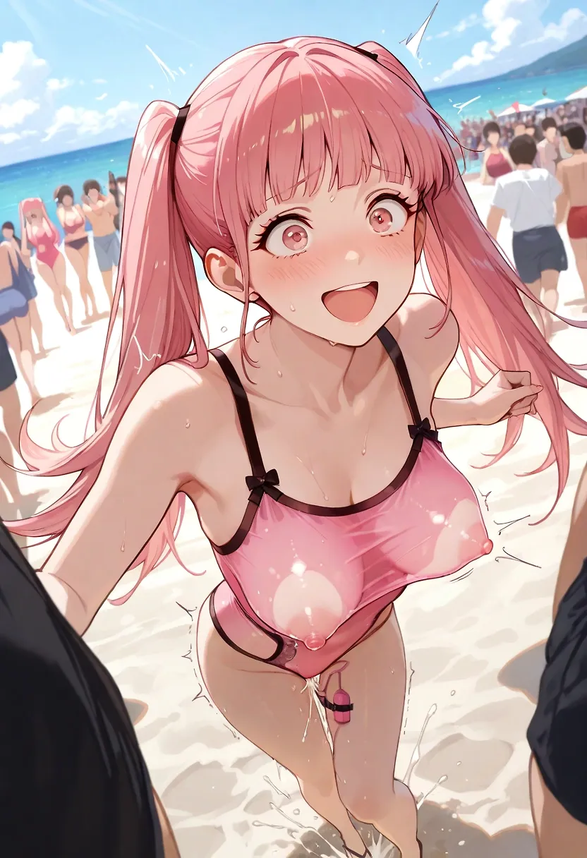 AI art "Hilda playing on the beach"