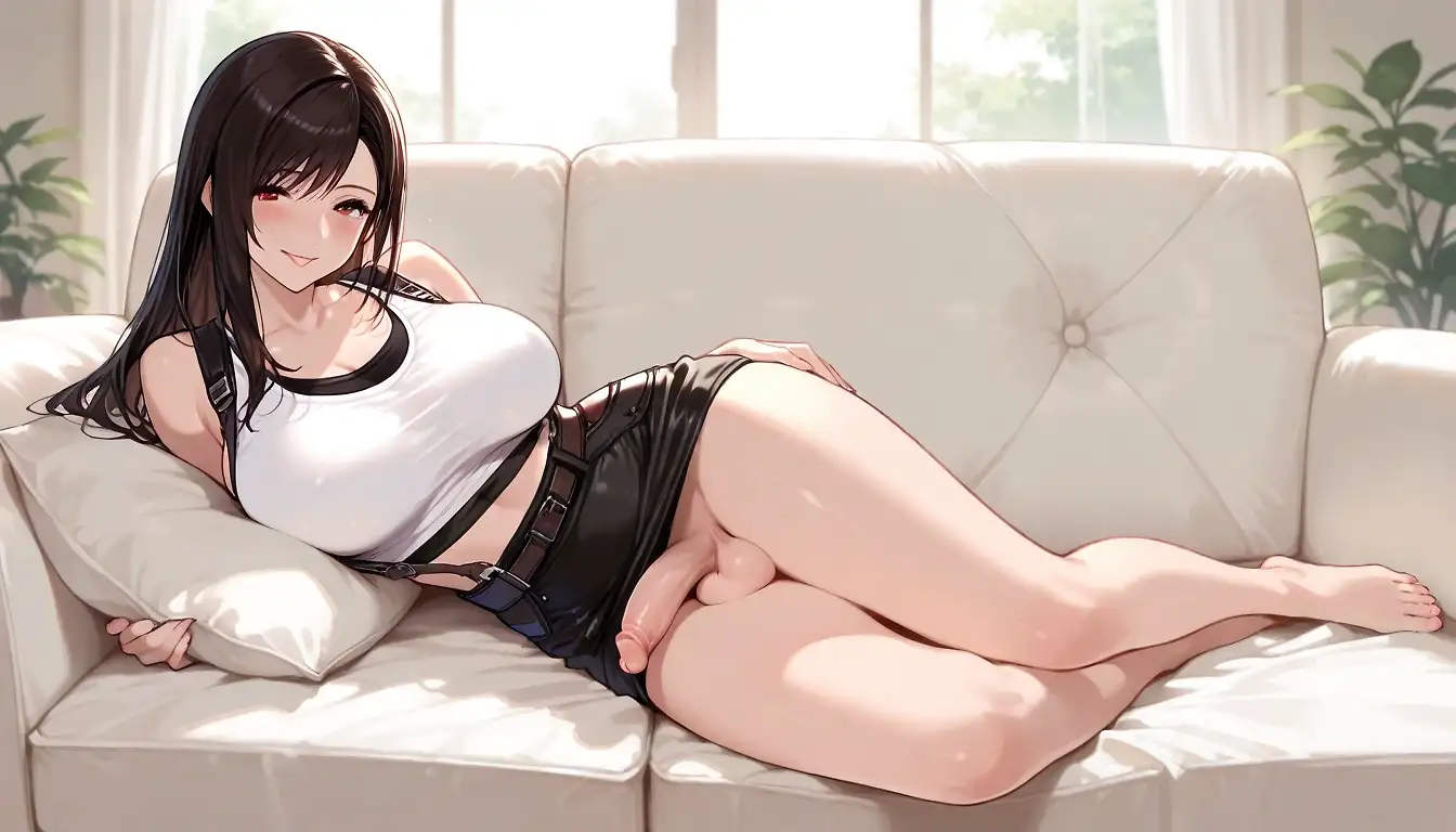 AI art 'Futa Tifa Lockhart Lounging Around Waiting For You'