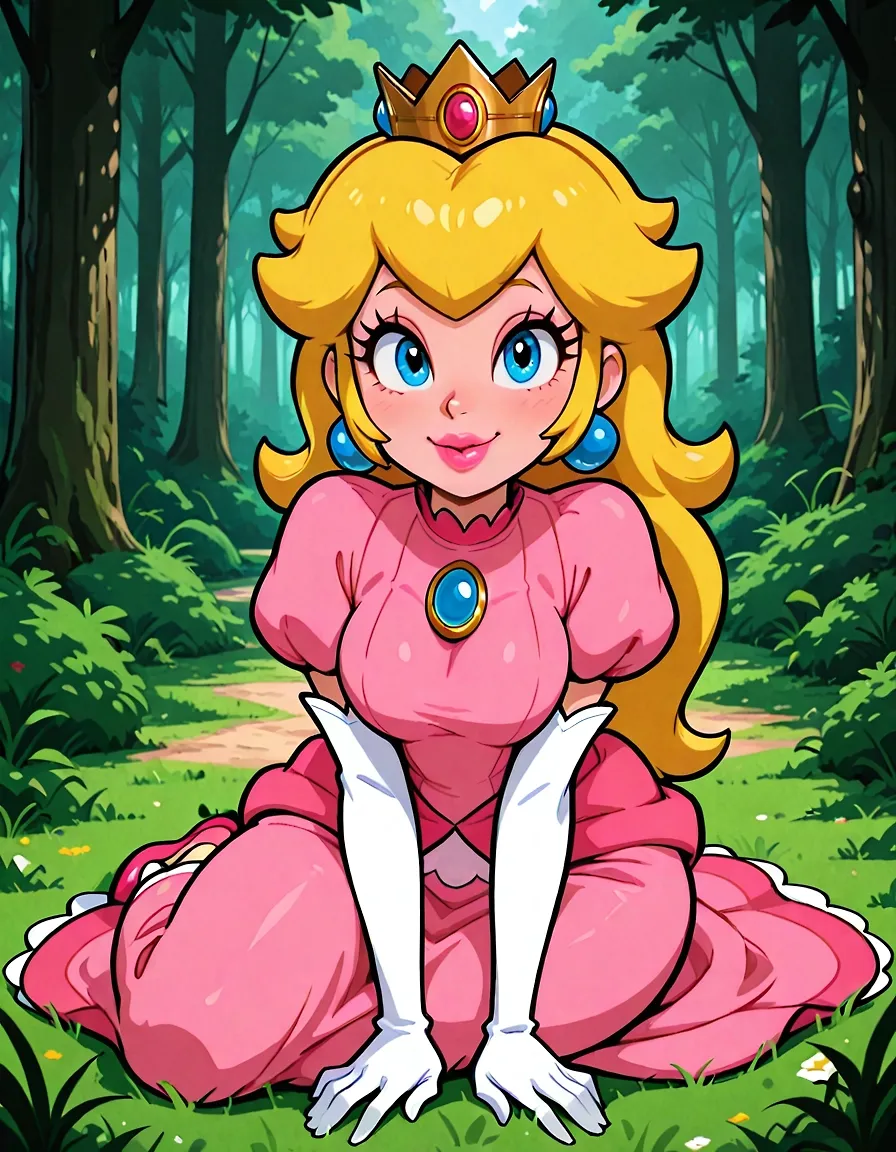AI art "Always Kiss Your Princess Entry 1: Prologue" with user description "Figures. I spent so long fighting through waves upon waves of evil, all to defeat Ganon and save Zelda. Only to find out that Zelda wasn't even there, but this other princess. It would seem she was a new addition, since she was heading out for a picnic at the time. I didn't just want to leave her there, so I took her to the forest, where she was meant to be meeting with some friends. Her basket was burned to a crisp, so I offered to get her a new one, and honestly, looking into those ocean blue eyes, if she asked me to burn myself to a crisp, I'd at the very least consider it. 

After a long conversation, I start to head home, and hopefully also find Zelda, but this princess pulls me back. She... kisses her hero? Color me a little jealous, but here I am with a chance to see what it's like. The moment she kisses me on my cheek, I feel her warmth. I feel something strange. It was like I didn't want it to be the last one, so grasping my courage, I go for it. I pull her back in and claim her heavenly lips. She looks stunned. Did I make the wrong choice? She's just staring at me, mouth agape and face red, which I'd be lying if I said mine wasn't too. I tell her that I was sorry, but I can'[t even finish my sentence before I get shoved to the ground and feel her soft full lips on me again. I take a risk and slip my tongue in her mouth, which she reciprocates. Just who is this princess? Doesn't matter for now, not like Zelda is here or even interested that way. If I play my cards right, this might be different. This might be the start of a long day."