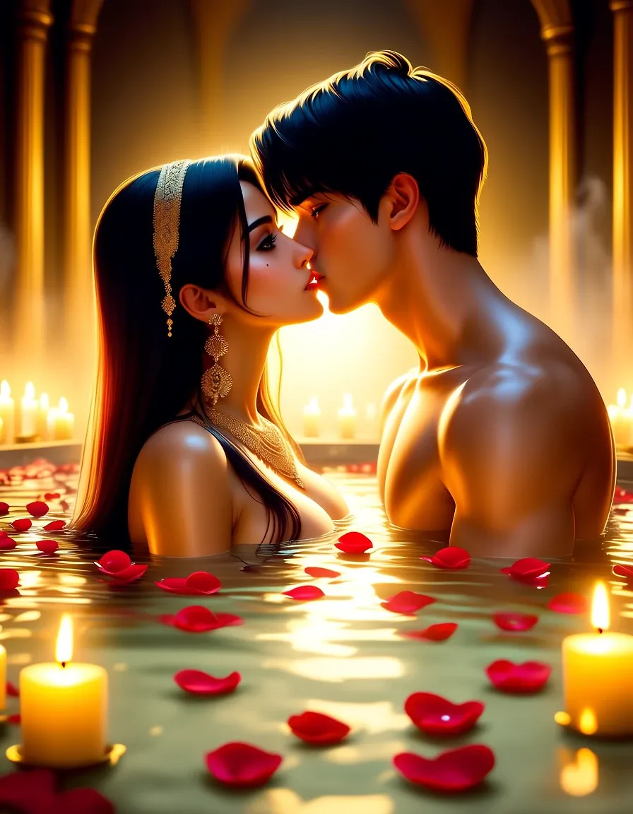 AI art "Couple in flower pool"
