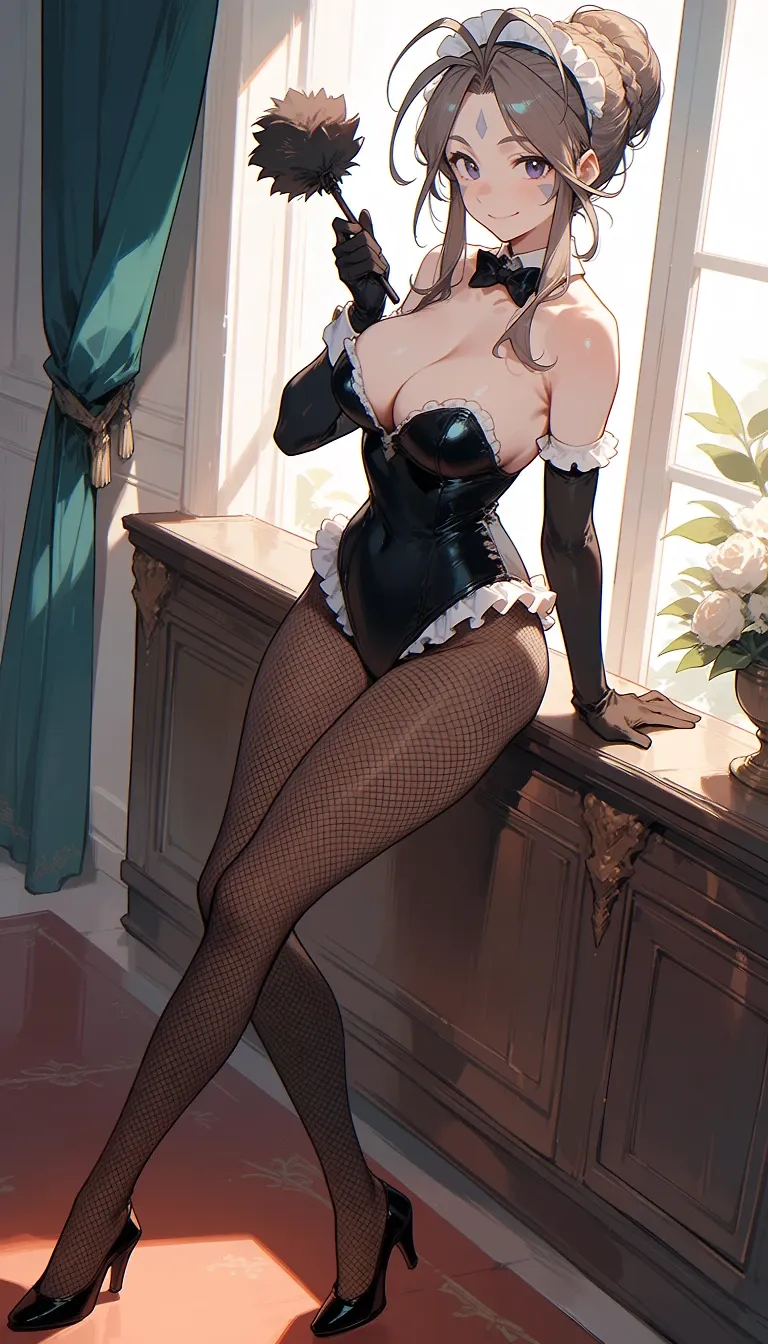 AI art "leotard maid belldandy" with user description "Goddess's Service"