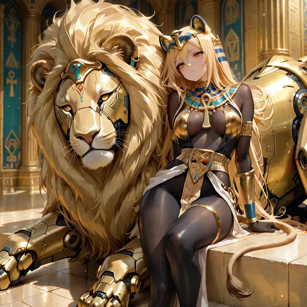 AI art "👑 Sofia's Tribute to @terror2's 500 Followers ✨" with user description "A queen never arrives empty-handed. 👑✨
For 500 followers, Queen Sofia brought gold, treasures, and her loyal lion guardian. 🦁💛
Congratulations, @terror2 🎉
May your kingdom continue to grow and your next milestone arrive sooner than expected."