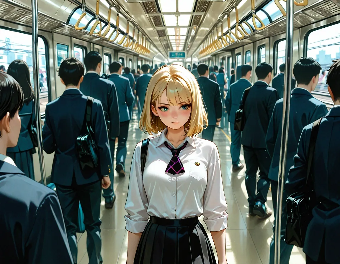 AI art "Gwen catching the train"