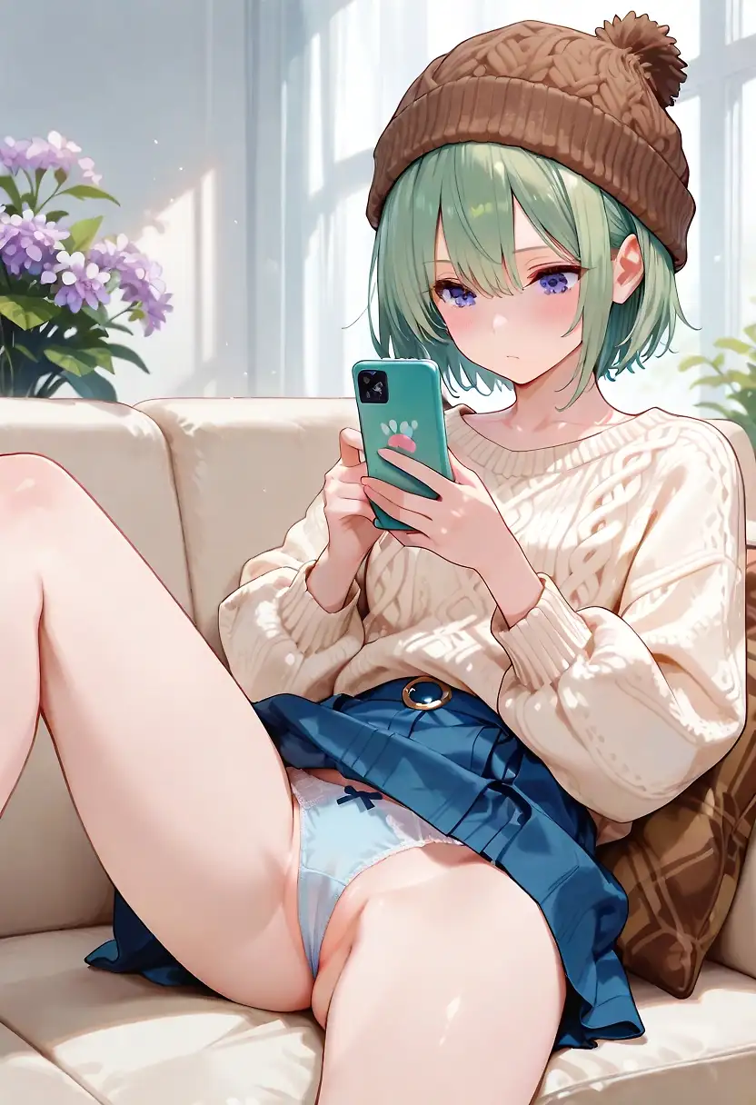 Look, Mom, without letting go of the phone.