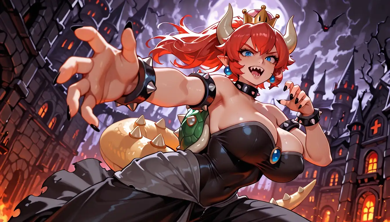 AI art "Bowsette vs the Werewolves, Gets Bred like a Good Slut"