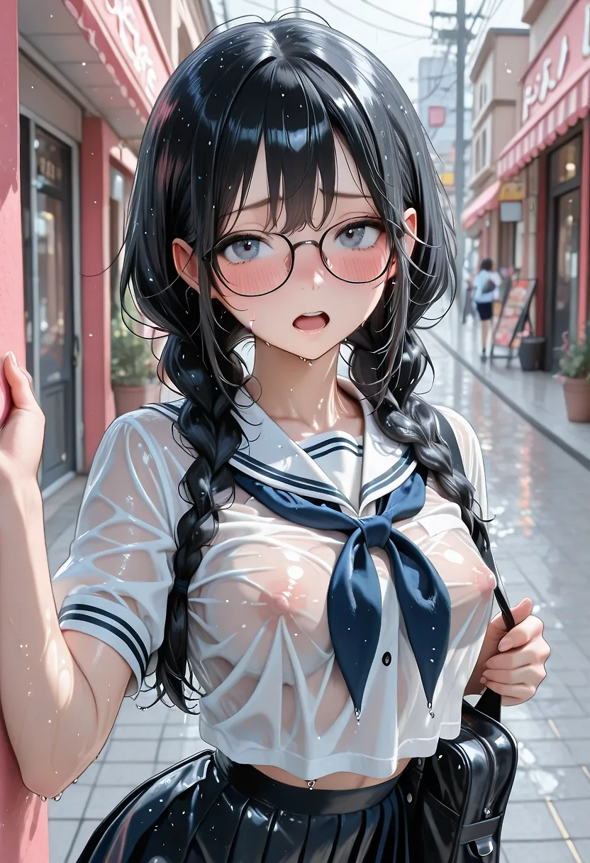 AI art "雨"