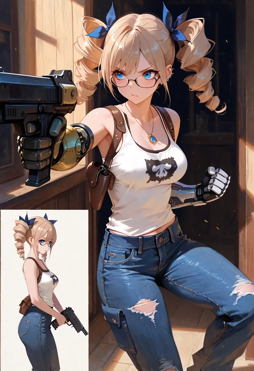 AI art "Is there a problem Choom?" with user description "Don't get in Cyberpunk Hanas way, if there are Eddies to claim..."