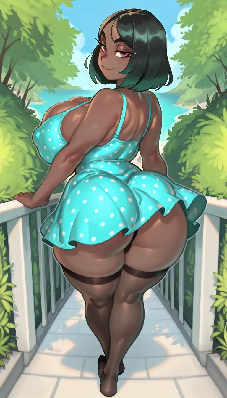 AI art "Chubby girls in polka dot sundress 2"