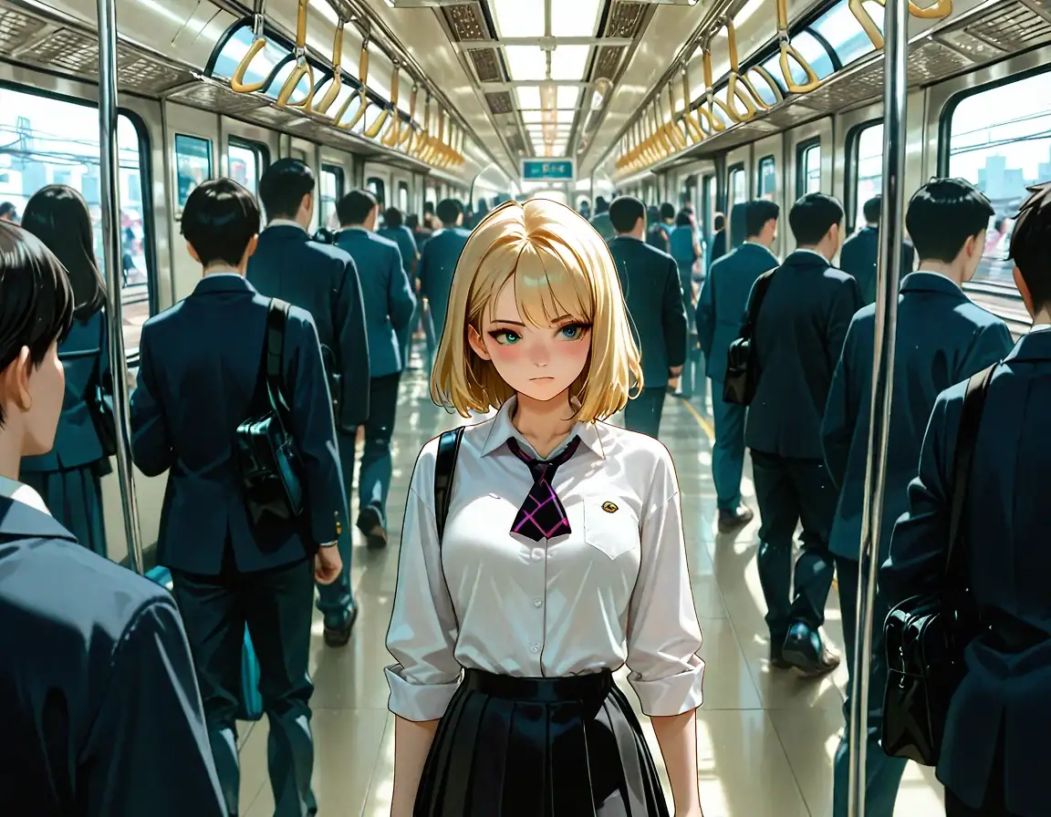 Gwen catching the train