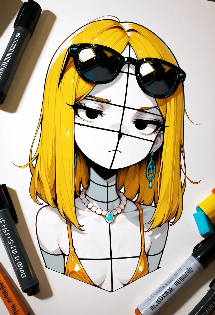 AI art 'Hand drawn girls.✏️ 💋' with user description 'Not quite Summer but worth sharing 😘💋🌞'