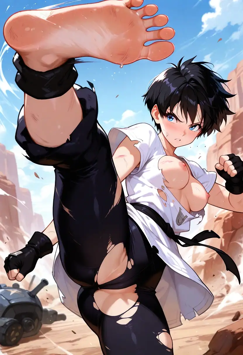 AI art "Videl battle damage"