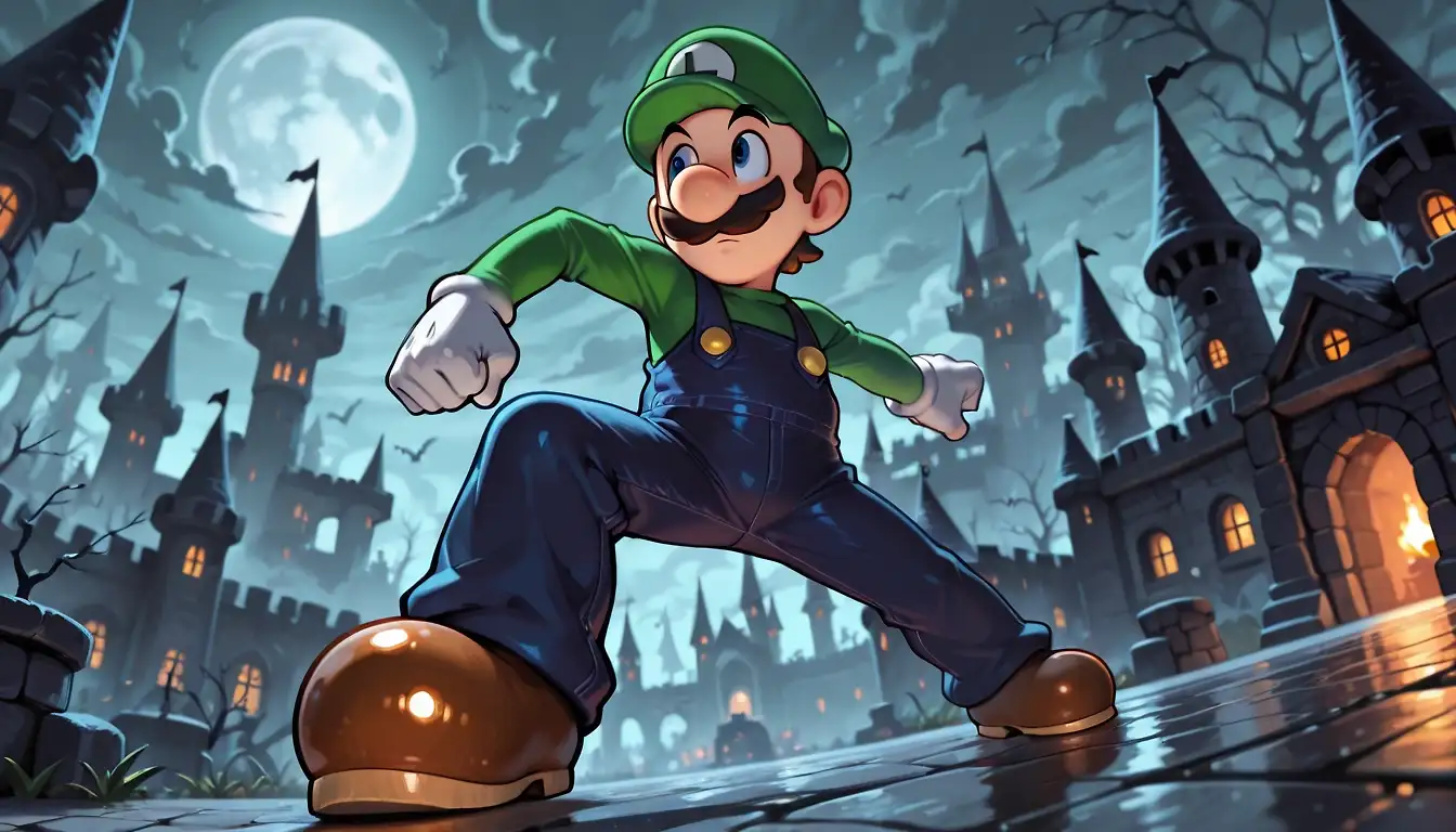 AI art "Twink Luigi falls to the Werwolves and becooems another Breeding Bitch."