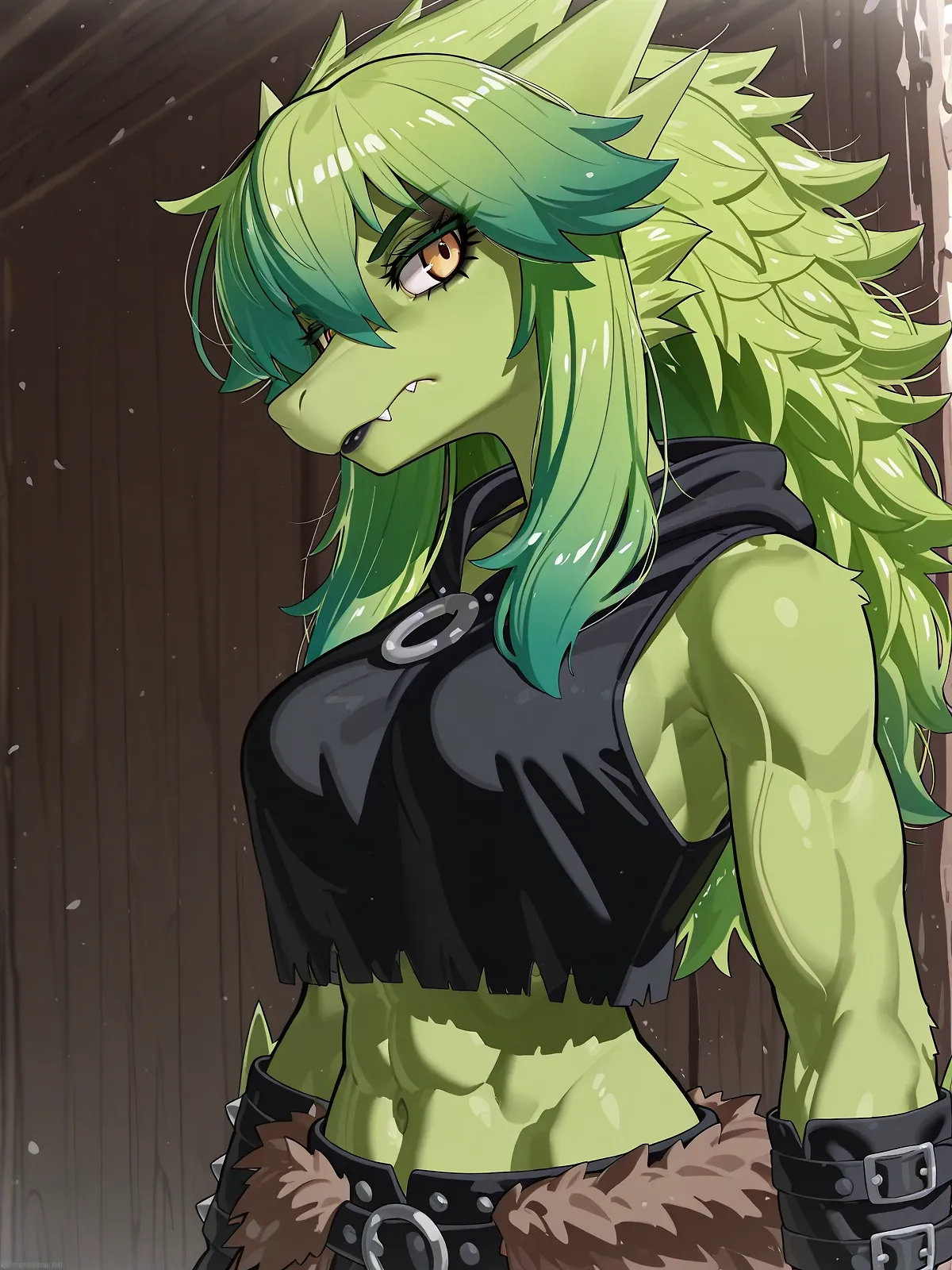 AI art "Pokégirls: Queens of The North, More Scyther!" with user description "Here's more Norse/Viking style Scyther! Don't know why, but I just love the way she's turning out :)"