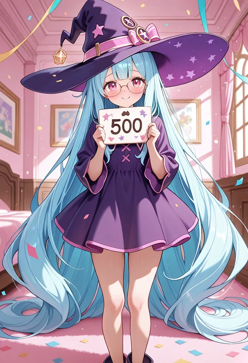 AI art "500!" with user description "Thank you for 500 follows!  💙"