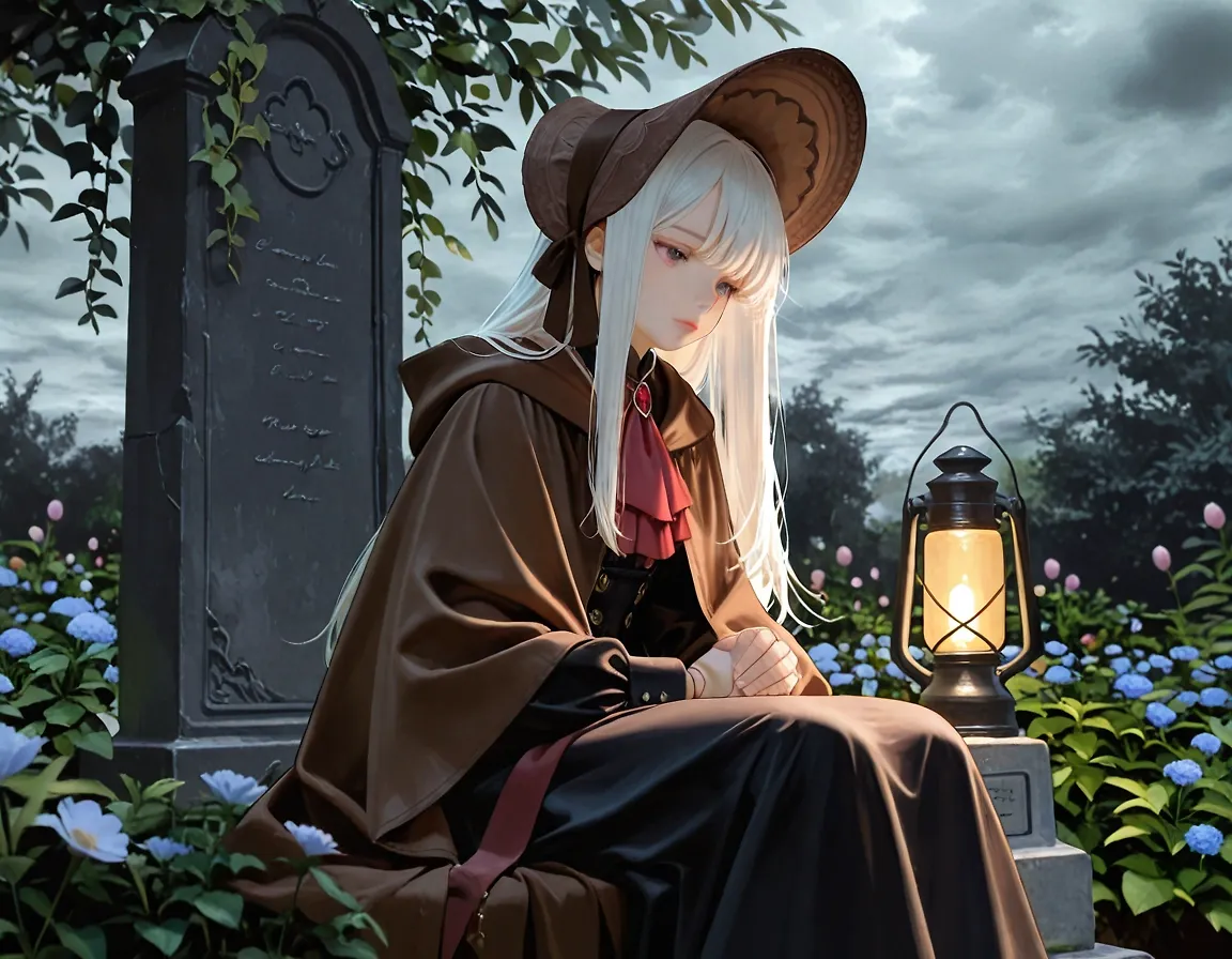 AI art ""Welcome home, good Hunter."" with user description ""I must've drifted off, what is it you desire?""
