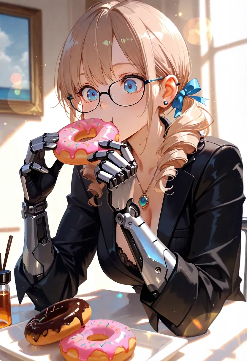 AI art "What's about those donuts?" with user description "But if you want donuts i'll give you donuts. Hana go for it! 🍩🤤"