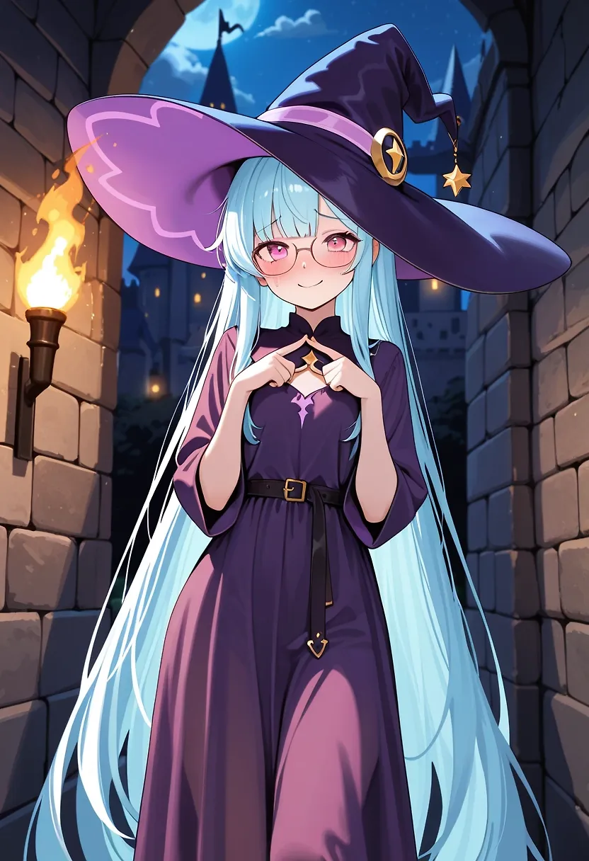 AI art "A Date With Runie" with user description "Trying a new series where you take my OCs on a date with a happy ending.
Todayβs girl is Runie. Sheβs a shy witch in training with a penchant for alchemy. She looks sweet and innocent at first, but donβt let her fool you. Under the sweet facade is a smug prankster attitude looking for ways to make you squirm. All in good fun, of course."