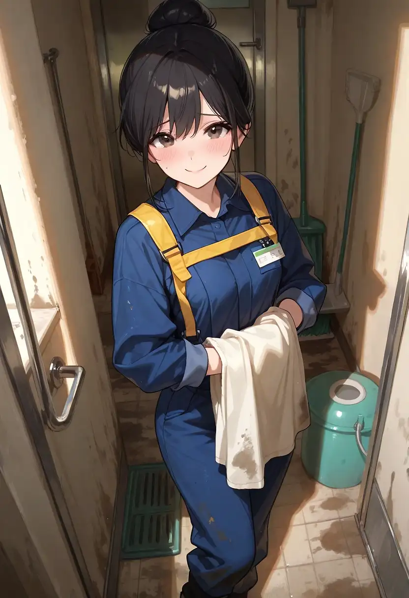 The new janitor can't help herself....