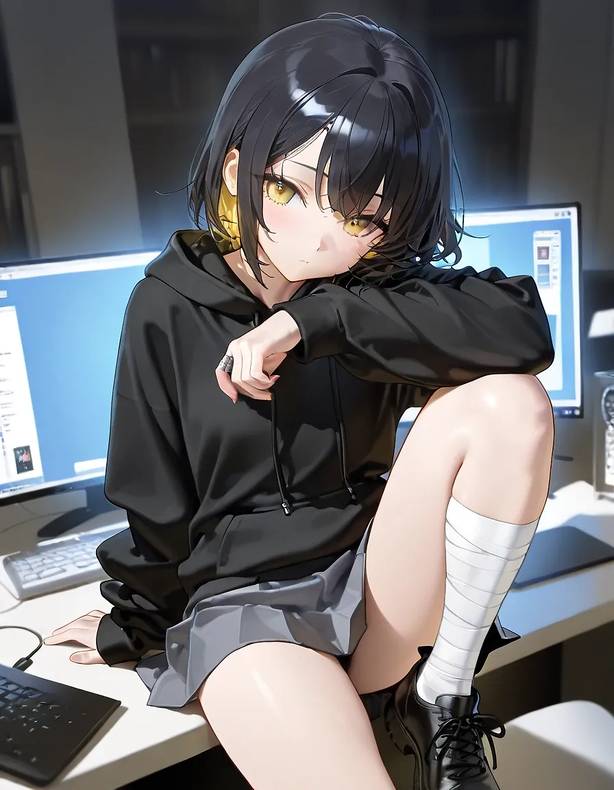 AI art "anime girl with short"