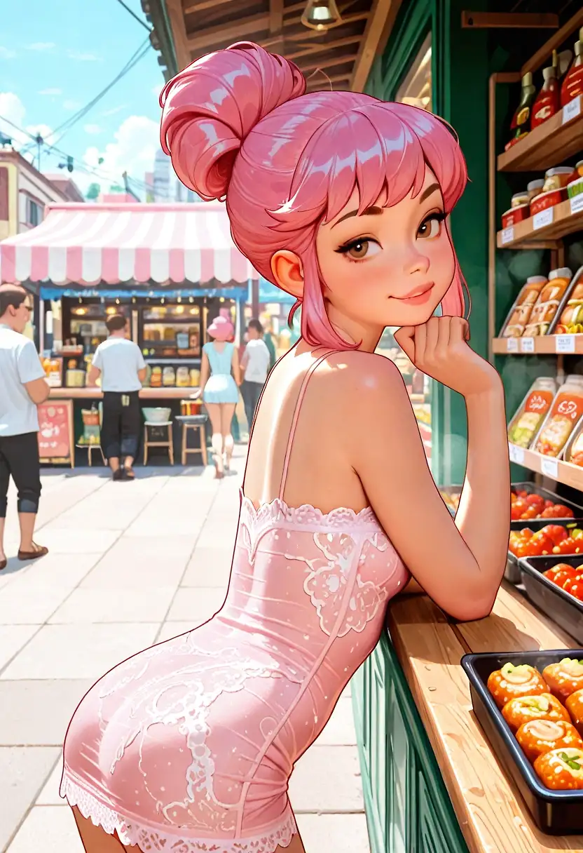 AI art 'Nonon at the farmers market.'