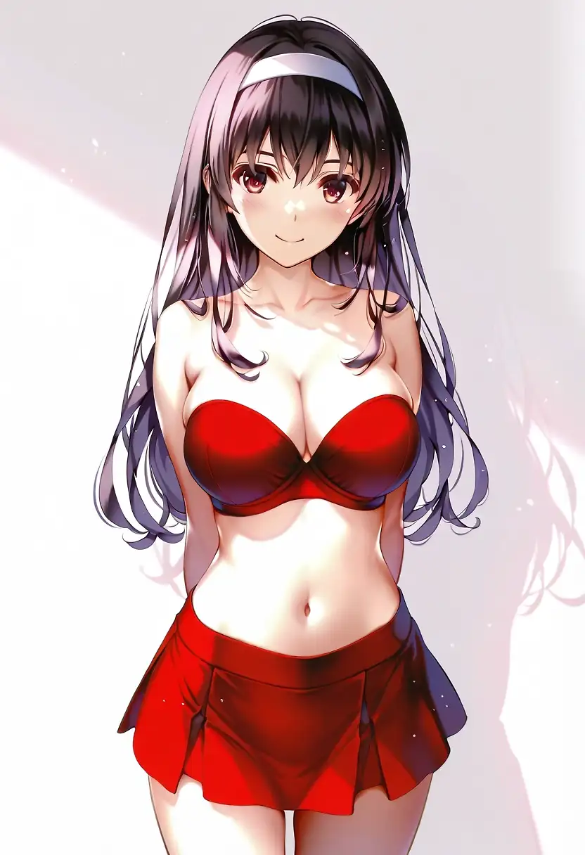 AI art 'Utaha Kasumigaoka's sexy tube top and miniskirt.'