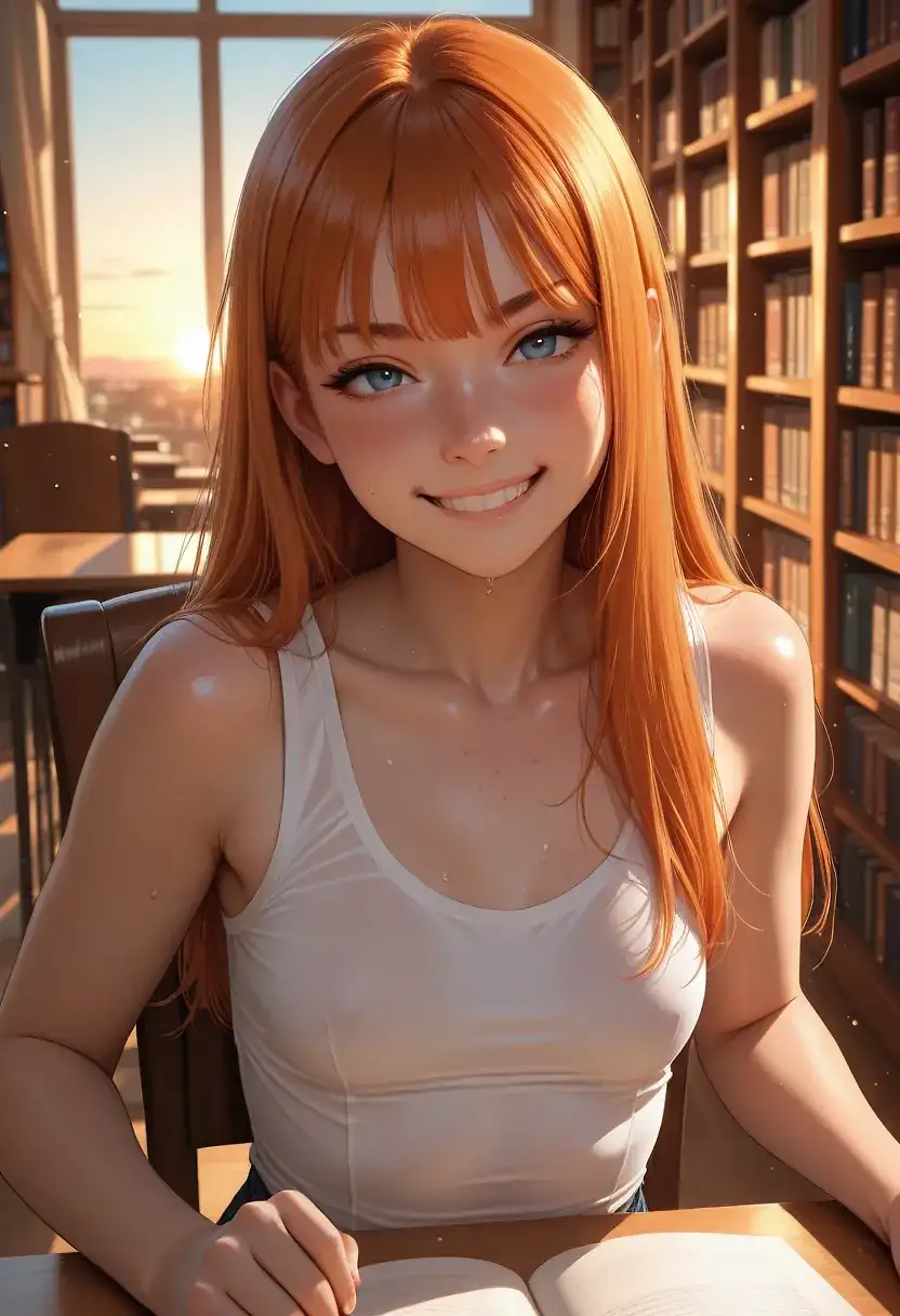 AI art "Cozy library."