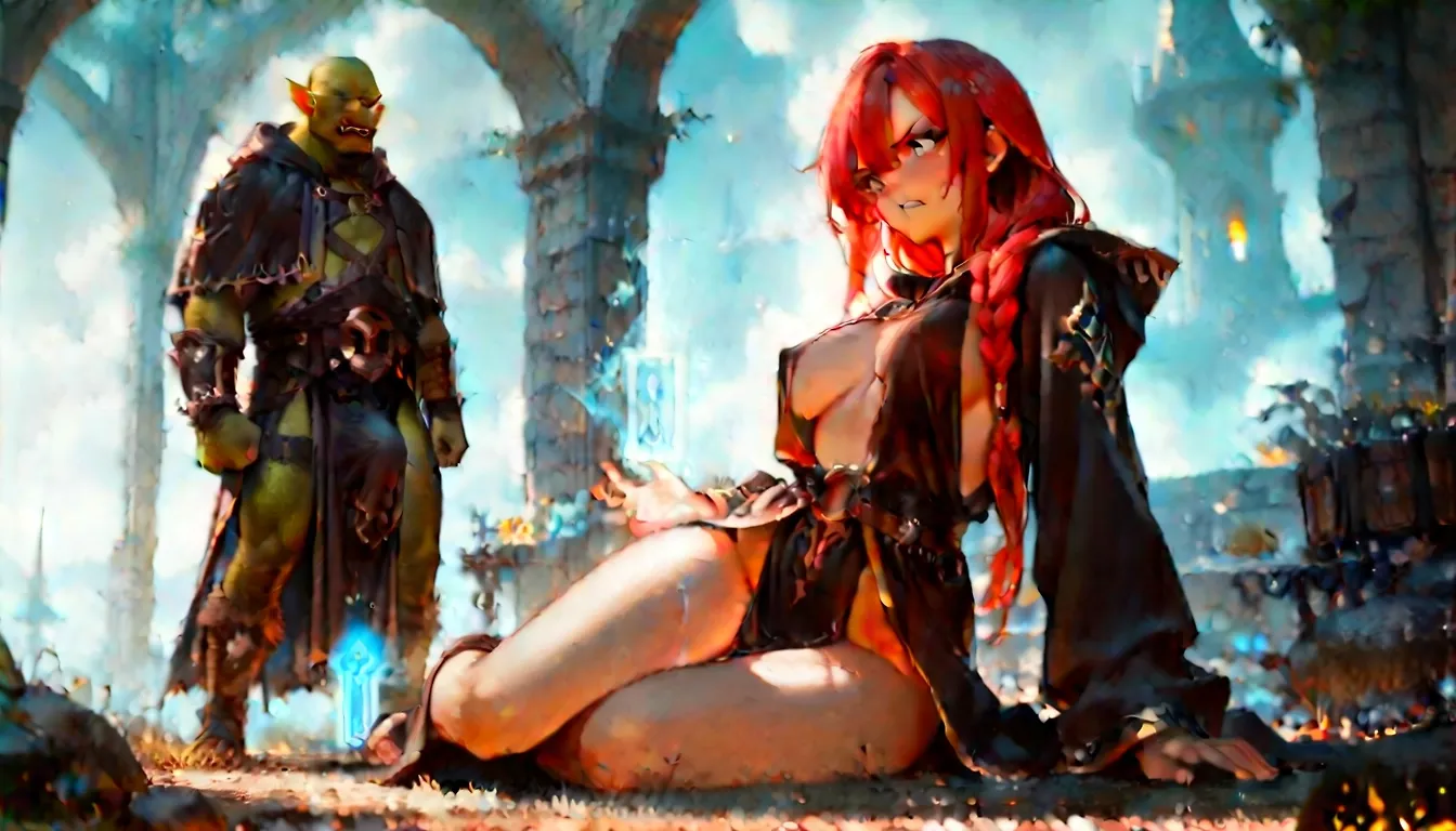 AI art "Red M Orc Battle"