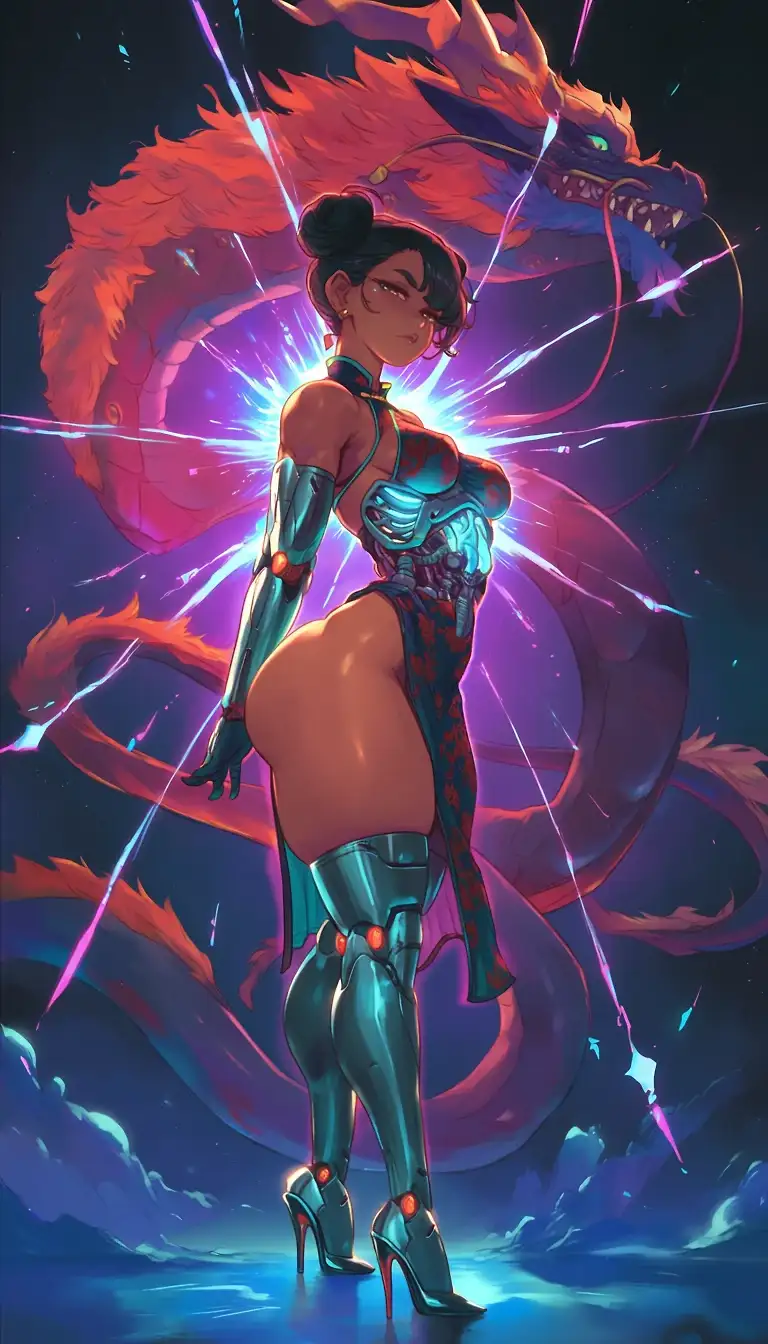 Dramatic Asian Cyborg Dragon Princess
