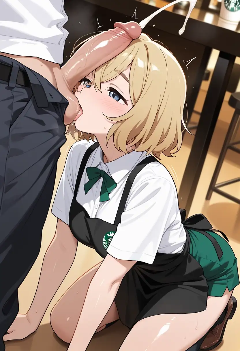 AI art 'After-Hours Starbucks Secret Menu with Mami' with user description 'After closing at Starbucks, Mami Nanami was kneeling in front of Kazuya.
Mami: “…I only use my hands for other customers…
But for you, Kazuya-kun… it’s special, okay?”
To other guests, she only provided handjobs with a professional smile.
But with Kazuya, it was different.
She lifted his cock and pressed her face against his heavy balls,
licking them gently, occasionally sucking them into her mouth while stroking the shaft with her other hand.
Mami (looking up with seductive eyes, whispering):
“Nn… I’m licking here too…
I don’t do this for anyone else…
Only for you, Kazuya-kun…♡”
Even as thick cum splattered across her face and chest, she kept her composed expression.
Deep in her eyes, complicated emotions swirled.
Mami (inner thoughts):
(…I don’t really want to do this.
But when I see you happy with another girl… I can’t hold back…
I really liked you back then…
Even now, I want to keep you to myself, even if it’s like this…)
While she only gave handjobs to others,
she was giving Kazuya a full, intimate service including ball licking.
It was Mami’s twisted way of expressing her lingering feelings and jealousy.
Mami (kissing the tip):
“Fufu… It’s only you, okay?
I don’t do these naughty things with anyone else…
So… feel even better for me?”

What did you think of Mami’s complicated feelings and special service?
Her true feelings toward Kazuya, the ball licking scene, or her composed lewd expression — which part hit you the hardest?
Drop your thoughts and comments below'
