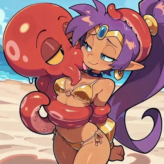Shantae flirts with an octopus