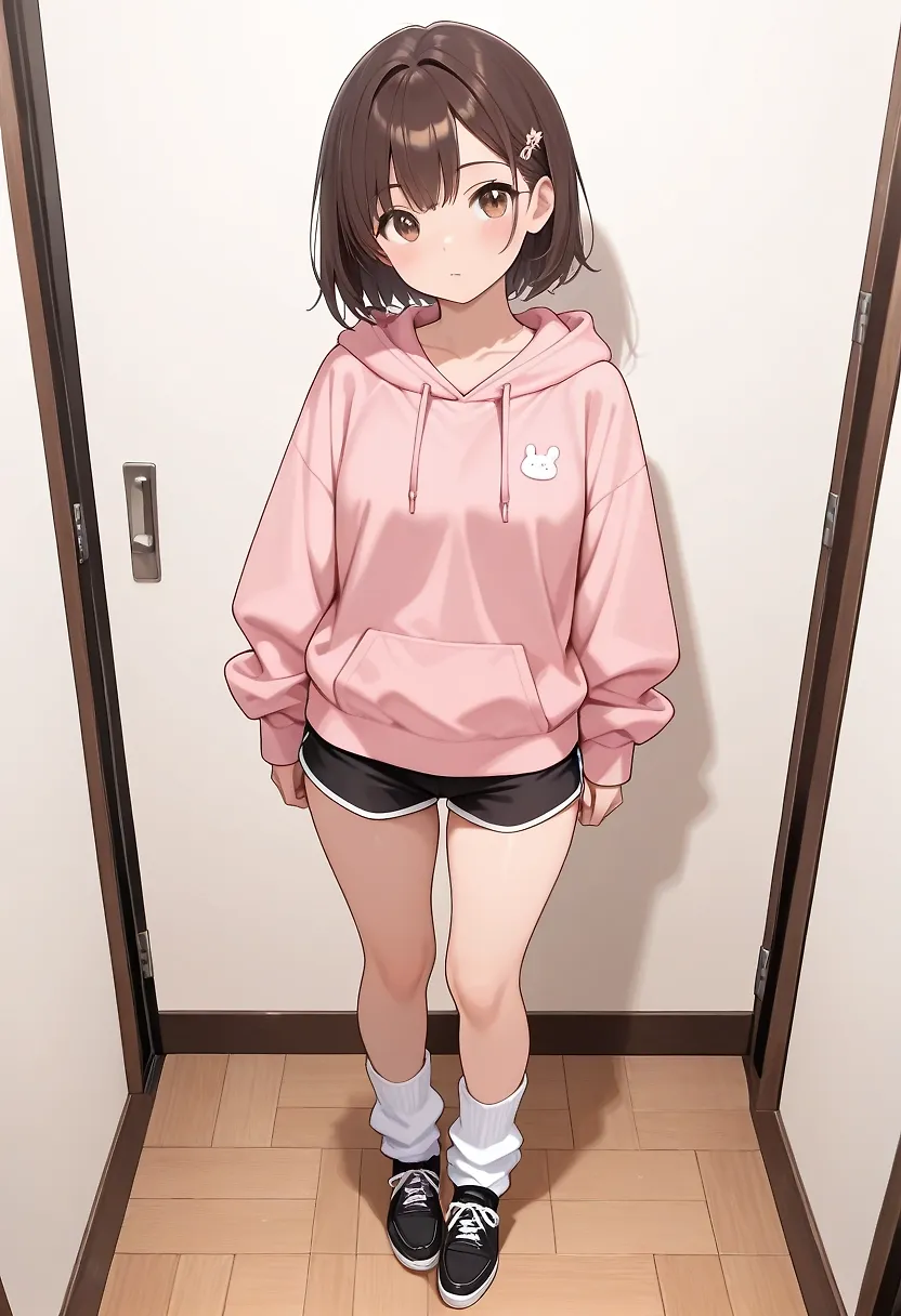 hoodie, loose socks,