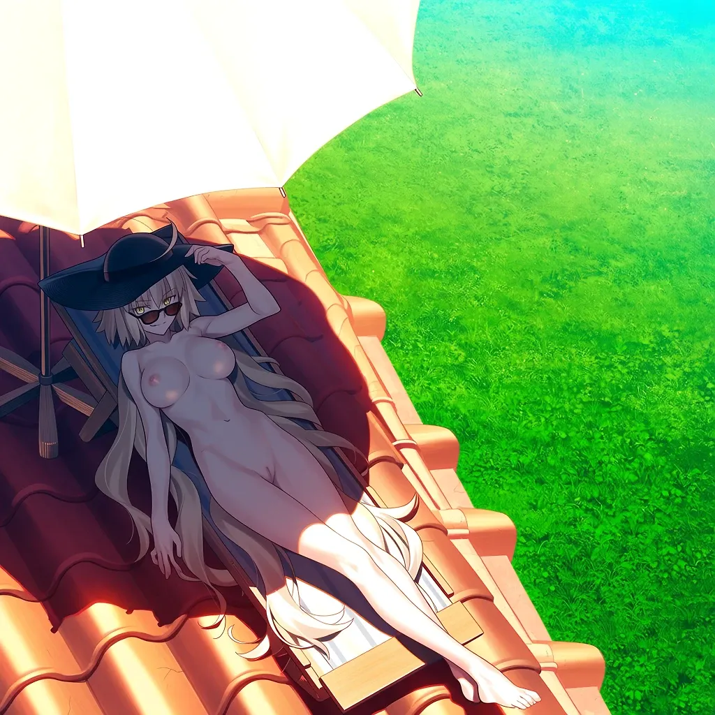 AI art "Sunbathing at... Wait What?"