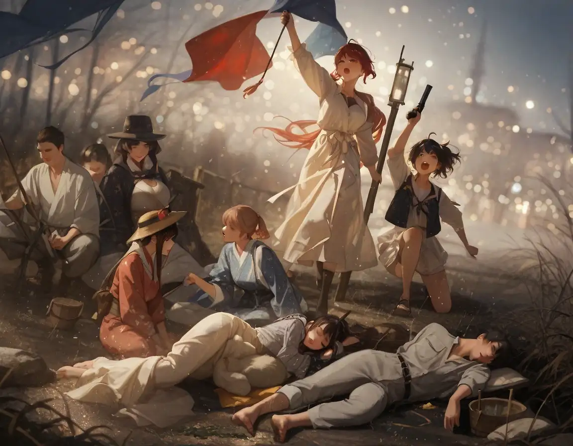 AI art 'Painting Challenge' with user description 'La Liberté guidant le peuple - Eugène Delacroix

3 versions for @a_casual_prompter.
Does it suit the challenge?'