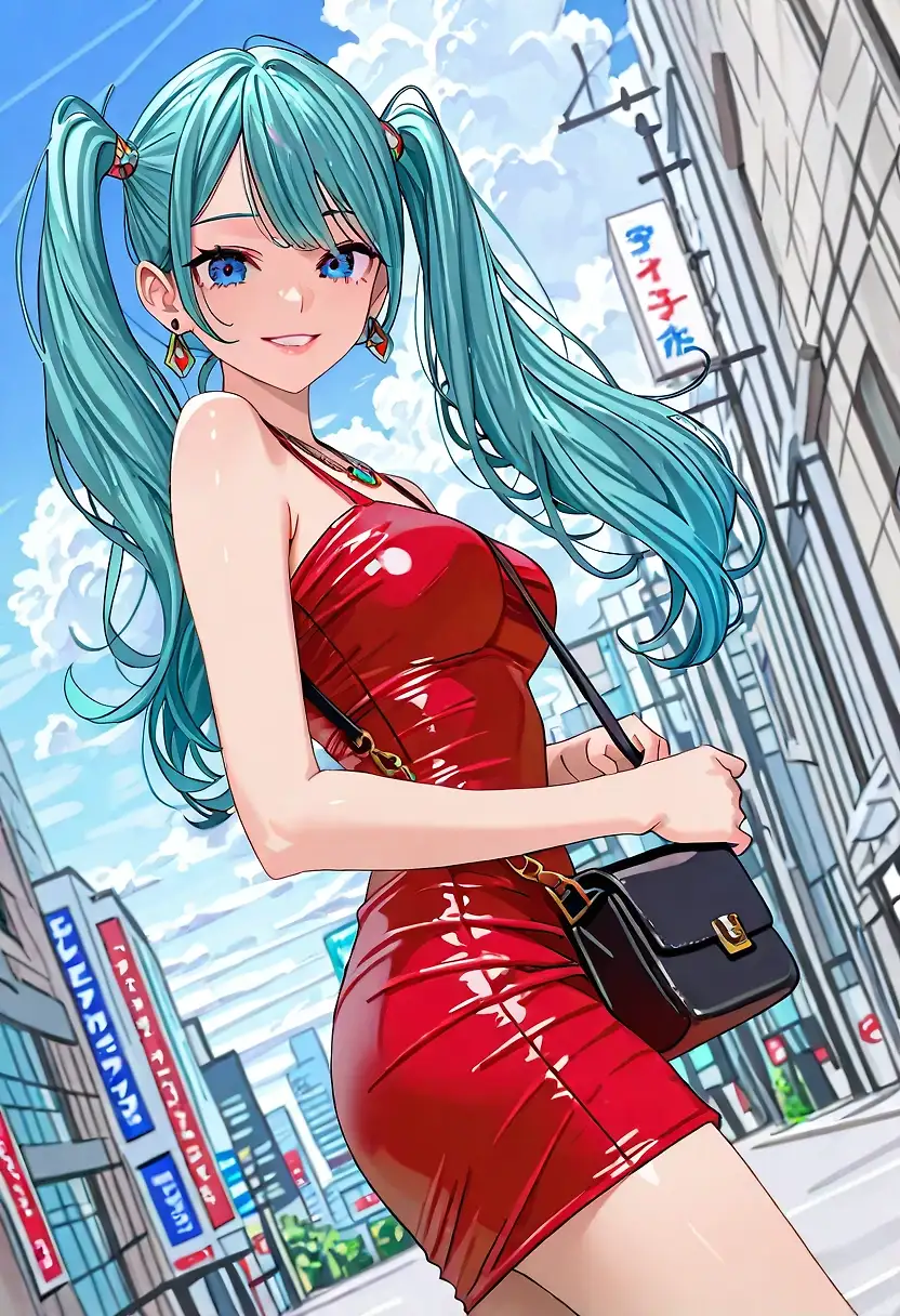 Tokyo girl in red dress